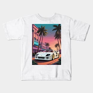 Italian White F40 Classic Car Poster Kids T-Shirt